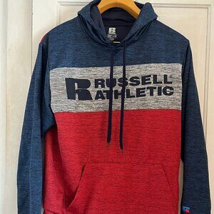 Russell Athletic Red/Blue Hoodie Sweatshirt - Size Large